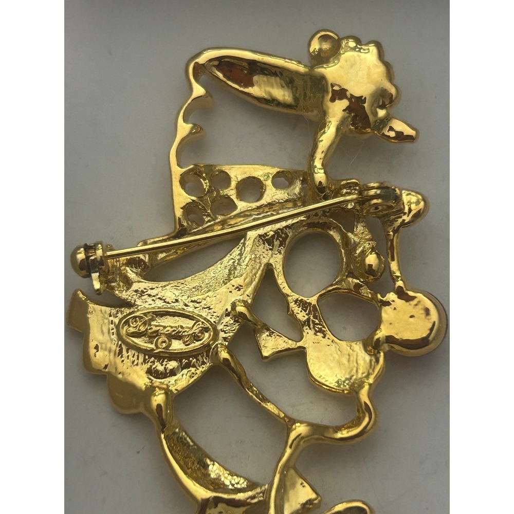 Danecraft Gold Tone Clown Face‎ Brooch Red Jelly Nose #312 - Picture 2 of 6
